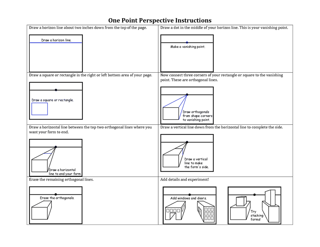 Perspective - art classes Regarding One Point Perspective Worksheet